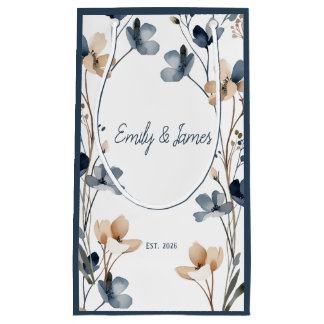 Dusty Blue Beige Botanical Modern Elegant Wedding Klein Cadeauzakje