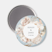 Dusty Blue-beige floral garden bruiloft magnet (Voorkant / Achterkant)
