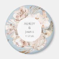 Dusty Blue-beige floral garden bruiloft magnet