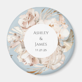 Dusty Blue-beige floral garden bruiloft magnet