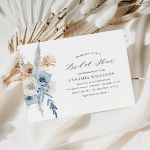 dusty blue beige floral pampas vrijgezellenfeest kaart