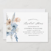 dusty blue beige floral pampas vrijgezellenfeest kaart (Voorkant)