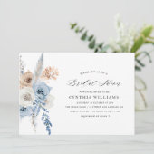 dusty blue beige floral pampas vrijgezellenfeest kaart (Staand voorkant)