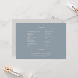 Dusty Blue & Beige Wedding Detail Kaart
