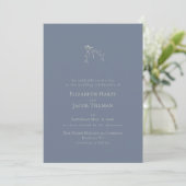 Dusty Blue Berries and Leaves Wedding Invitation Kaart (Staand voorkant)