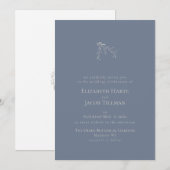 Dusty Blue Berries and Leaves Wedding Invitation Kaart (Voorkant / Achterkant)