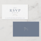 Dusty Blue Berries and Leaves Wedding RSVP Kaart (Voorkant / Achterkant)