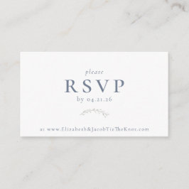Dusty Blue Berries and Leaves Wedding RSVP Kaart