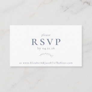Dusty Blue Berries and Leaves Wedding RSVP Kaart
