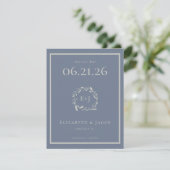 Dusty Blue Berries en Leaves Save the Date (Staand voorkant)