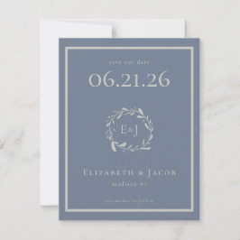 Dusty Blue Berries en Leaves Save the Date
