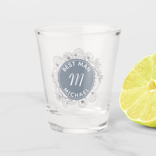 Dusty Blue Best Man Wedding Shot Glass Glas (Voorkant)