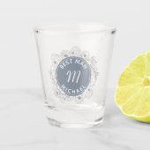 Dusty Blue Best Man Wedding Shot Glass Shot Glas (Voorkant)