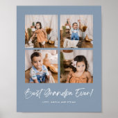 Dusty Blue Beste Opa Ooit Vier Foto'S Poster (Voorkant)