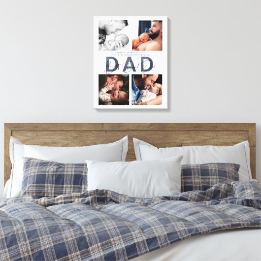 Dusty Blue Beste Pap Ooit 4 Foto 1e Vaderdag Canvas Afdruk (Insitu (Slaapkamer))