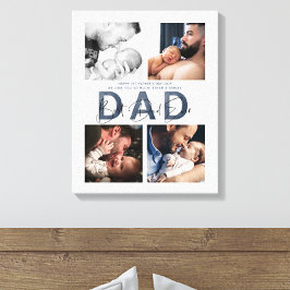 Dusty Blue Beste Pap Ooit 4 Foto 1e Vaderdag Canvas Afdruk