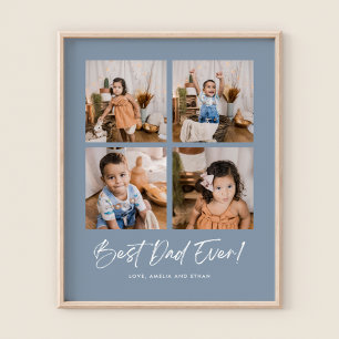 Dusty Blue Beste Vader Ooit Vier Foto Poster