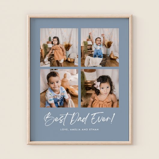 Dusty Blue Beste Vader Ooit Vier Foto Poster