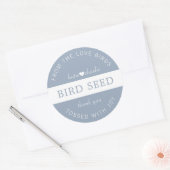 Dusty Blue Bird Seed Toss Wedding Favors Ronde Sticker (Envelop)