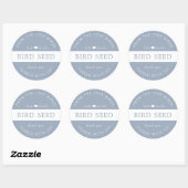 Dusty Blue Bird Seed Toss Wedding Favors Ronde Sticker (Vel)