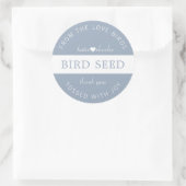 Dusty Blue Bird Seed Toss Wedding Favors Ronde Sticker (Tas)