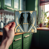 Dusty Blue  Birds Mackintosh Art Deco Decor Tegeltje