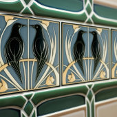 Dusty Blue  Birds Mackintosh Art Deco Decor Tegeltje