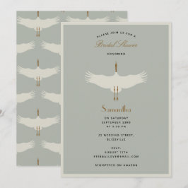 Dusty Blue Birds Swans Art Deco Vrijgezellenfeest Kaart