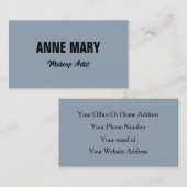 Dusty Blue Black Elegant Wedding Make-up Artist Visitekaartje (Voorkant / Achterkant)