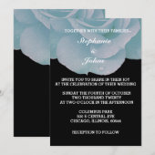 Dusty Blue Black Floral Roos Cool Elegant Wedding Kaart (Voorkant / Achterkant)