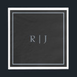 Dusty Blue Black Monogram Initialen Huwelijk Trend Servet<br><div class="desc">Ontworpen met tekst sjabloon voor monogrammed initialen die u kunt aanpassen!</div>