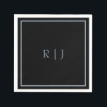 Dusty Blue Black Monogram Initialen Huwelijk Trend Servet<br><div class="desc">Ontworpen met tekst sjabloon voor monogrammed initialen die u kunt aanpassen!</div>