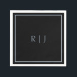 Dusty Blue Black Monogram Initialen Huwelijk Trend Servet<br><div class="desc">Ontworpen met tekst sjabloon voor monogrammed initialen die u kunt aanpassen!</div>