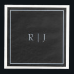 Dusty Blue Black Monogram Initialen Huwelijk Trend Servet<br><div class="desc">Ontworpen met tekst sjabloon voor monogrammed initialen die u kunt aanpassen!</div>