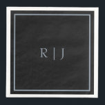 Dusty Blue Black Monogram Initialen Huwelijk Trend Servet<br><div class="desc">Ontworpen met tekst sjabloon voor monogrammed initialen die u kunt aanpassen!</div>