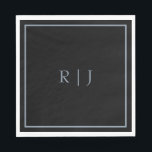 Dusty Blue Black Monogram Letters Initialen Huweli Servet<br><div class="desc">Ontworpen met tekst sjabloon voor monogrammed initialen die u kunt aanpassen!</div>