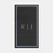 Dusty Blue Black Monogram Letters Initials Wedding Servet (Voorkant)