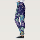  Dusty Blue, blauwgroen Rustic Floral Pattern Leggings (Links)