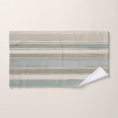 Dusty Blue Blauwgroen Sage Beige Stripe Bad Handdoek (Handdoek)