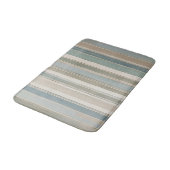 Dusty Blue Blauwgroen Sage Beige Stripe Badmat (Gekanteld)