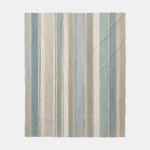 Dusty Blue Blauwgroen Sage Beige Stripe Fleece Deken