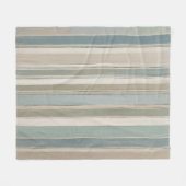 Dusty Blue Blauwgroen Sage Beige Stripe Fleece Deken (Voorkant (Horizontaal))