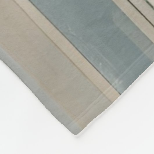 Dusty Blue Blauwgroen Sage Beige Stripe Fleece Deken (Hoek)