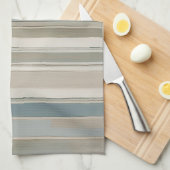 Dusty Blue Blauwgroen Sage Beige Stripe Theedoek (Quarter Fold)