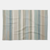 Dusty Blue Blauwgroen Sage Beige Stripe Theedoek (Horizontaal)