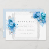 Dusty Blue Blauwgroen Silver Peony Bedankt voor je Kaart (Voorkant / Achterkant)