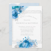 Dusty Blue Blauwgroen Silver Peony Wedding Shower Kaart (Voorkant / Achterkant)