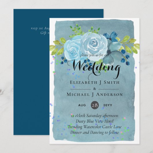 Dusty Blue Blauwgroen Wedding Trending Budget (Voorkant / Achterkant)