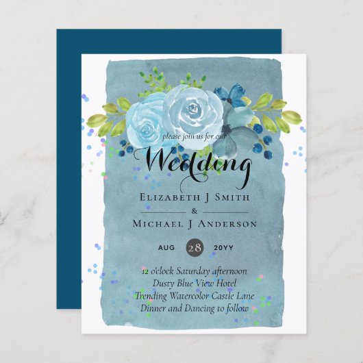 Dusty Blue Blauwgroen Wedding Trending Budget (Voorkant / Achterkant)