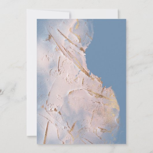 Dusty Blue Blissful Floral Geometrical Wedding Kaart (Achterkant)